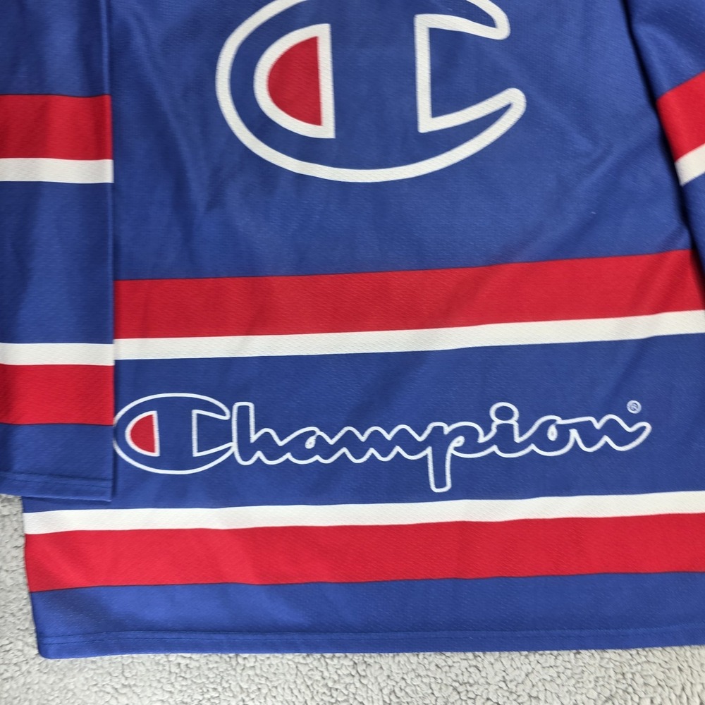 Vintage Champion Big Logo Hockey Jersey 90s Throwback Size Large‎ - Picture 7 of 16